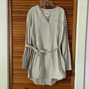 Field & Stream Ivory Beige Flannel Tunic Top Hiking Outdoors Camping Travel M